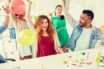 Image showing happy team having fun at office party