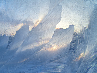 Image showing Beautiful ice pattern and sunlight