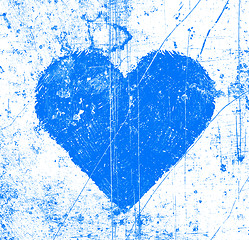 Image showing Abstract scratches background with blue love symbol 