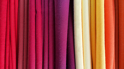 Image showing Bright multicolored background of fabrics