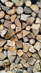 Image showing Firewood pile stacked chopped wood trunks