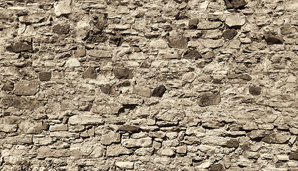 Image showing Ancient wall with stones, cobblestones and bricks