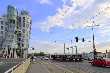 Image showing View on the Dancing House (Ginger and Fred) in Prague