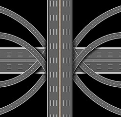 Image showing Car highway. The denouement of the many roads. Top view. Vector illustration