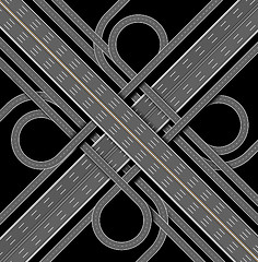 Image showing Car highway. The denouement of the many roads. Top view. Vector illustration