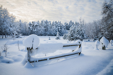 Image showing Snow-covered landscape in the countryside. Viitna, Estonia