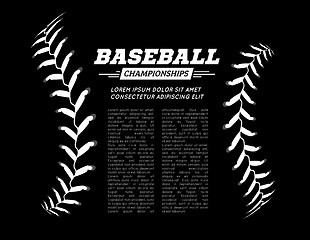 Image showing Baseball ball text frame on black background. Vector