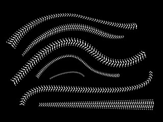 Image showing Lace from a baseball on a black background