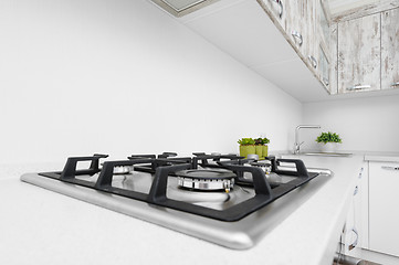 Image showing Modern white kitchen interior