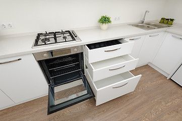 Image showing Modern white kitchen interior