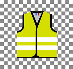 Image showing Yellow vest, as a symbol of protests in France against rising fuel prices. Yellow jacket revolution. Vector illustration on checkered background