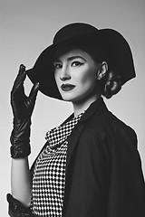 Image showing Beautiful woman in retro dress