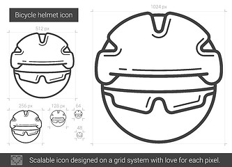 Image showing Bicycle helmet line icon.