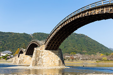 Image showing Arched pedestrian Kintai Bridge 