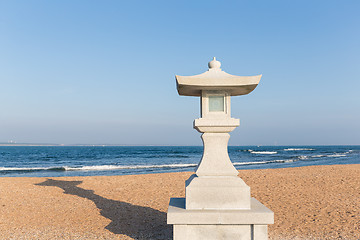 Image showing Seascape and japanese lantern