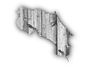 Image showing Map of Costa Rica on weathered wood