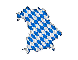 Image showing Map and flag of Bavaria on old linen