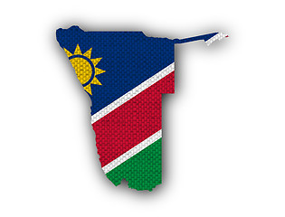 Image showing Map and flag of Namibia on old linen