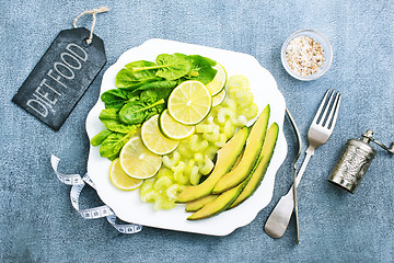 Image showing slice of fresh lime and avocado