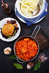 Image showing fried cabbage and mashed potato