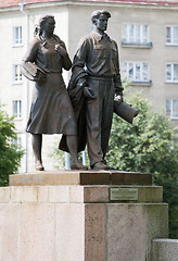 Image showing Sculptures on the Green bridge in Vilnius