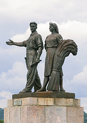 Image showing Sculptures on the Green bridge in Vilnius
