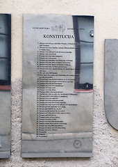 Image showing Constitution of Uzupis in Vilnius, Lithuanian language