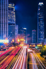 Image showing Street traffic in Hong Kong at night