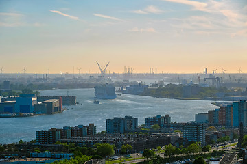 Image showing View of Rotterdam city and Nieuwe Maas river