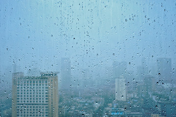 Image showing Rain drops on window