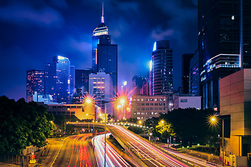 Image showing Street traffic in Hong Kong at night