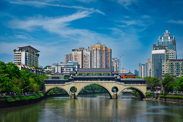 Image showing Anshun bridge at day. Chengdu, China