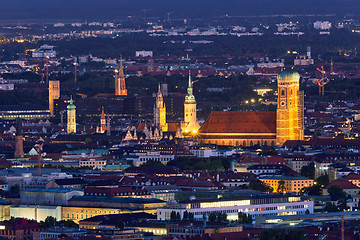 Image showing Night aerial view of Munich, Germany