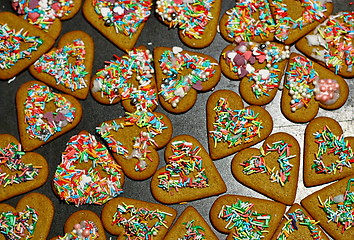 Image showing Homemade christmas cookies on a dark table