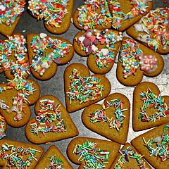 Image showing Homemade christmas cookies on a dark table