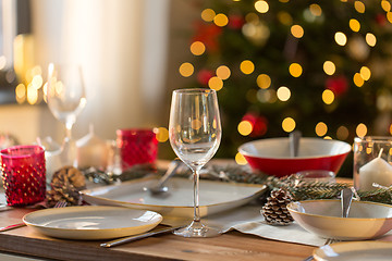 Image showing table setting for christmas dinner at home