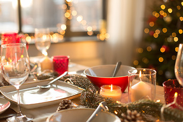 Image showing table served for christmas dinner at home