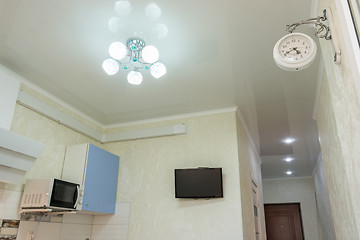 Image showing Stretch ceiling in the kitchen and hallway