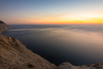 Image showing Evening landscape, mountains, sea sunset, Anapa, Russia