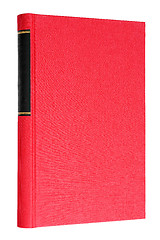 Image showing Red book with black frame on spine isolated on white background.