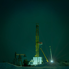 Image showing Drilling rig at night.