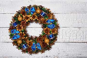 Image showing Christmas wreath top view