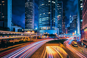 Image showing Street traffic in Hong Kong at night