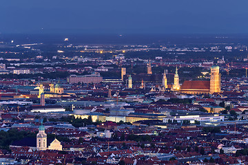 Image showing Night aerial view of Munich, Germany