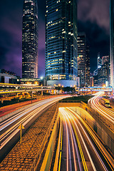 Image showing Street traffic in Hong Kong at night