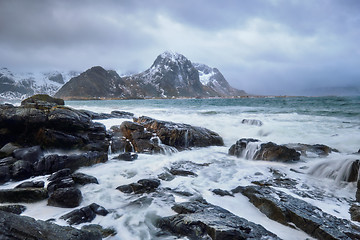 Image showing Rocky coast of fjord in Norway