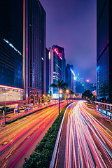 Image showing Street traffic in Hong Kong at night