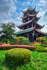 Image showing Wangjiang Pavilion in Wangjianglou park. Chengdu, Sichuan, China