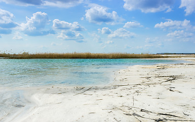 Image showing Landscape With Turquoise Lake Among The White Sand