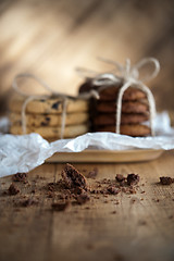 Image showing Various shortbread, oat cookies, chocolate chip biscuit.